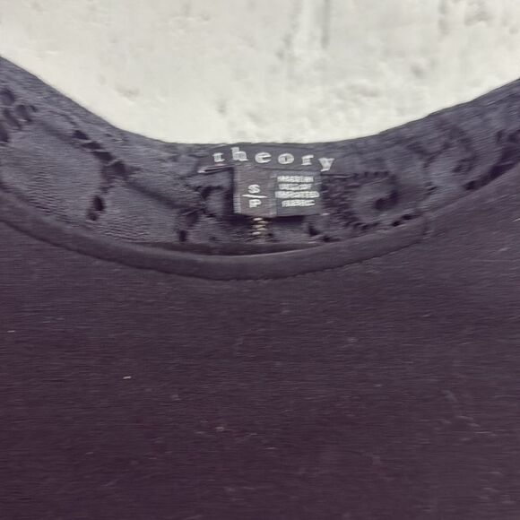 Theory Black Long Sleeve Lace Blouse - Zip Back Size Small Excellent Condition - Picture 2 of 4